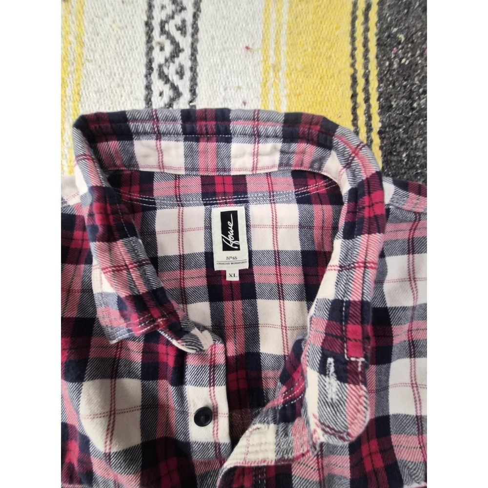Howe Button Down Plaid Flannel Long Sleeve Shirt, Red Blk Wht, Men's Size XL